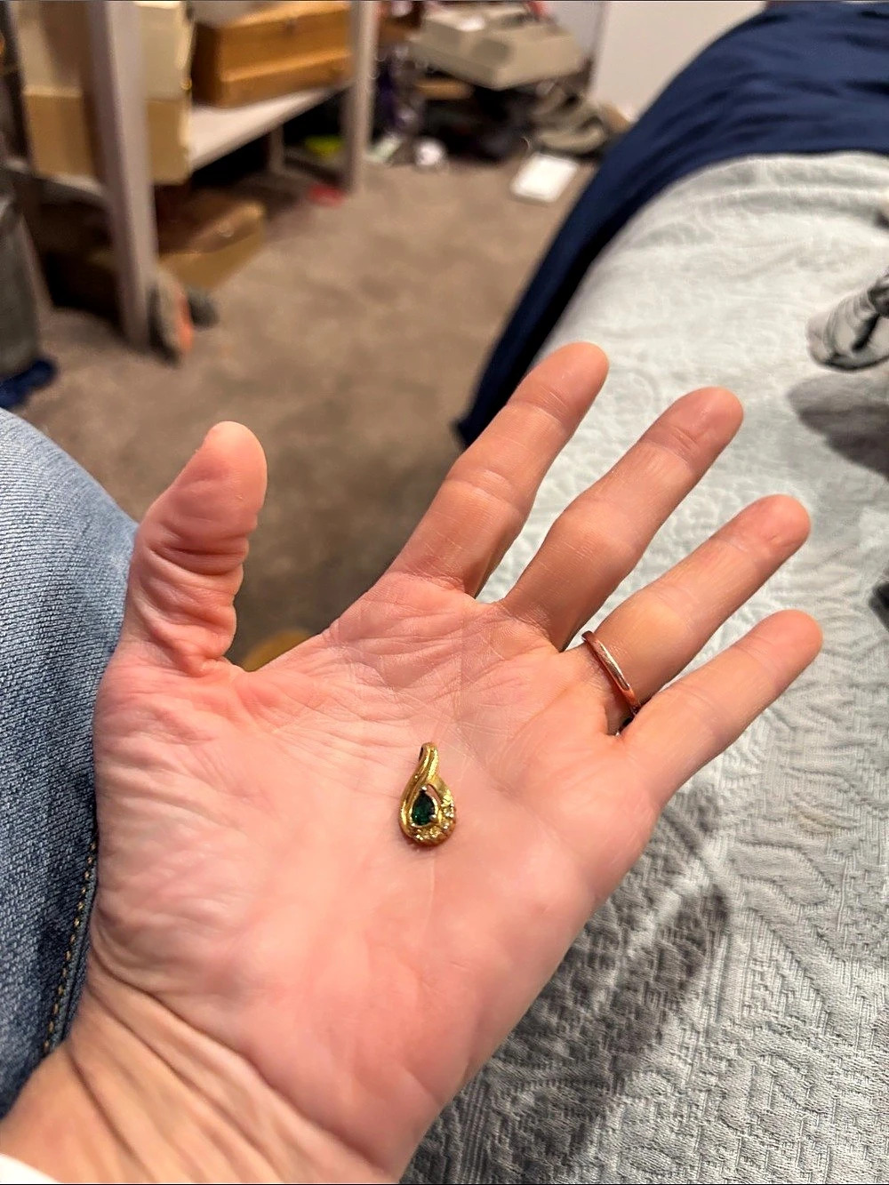 Green Gemstone Gold-Tone pendant